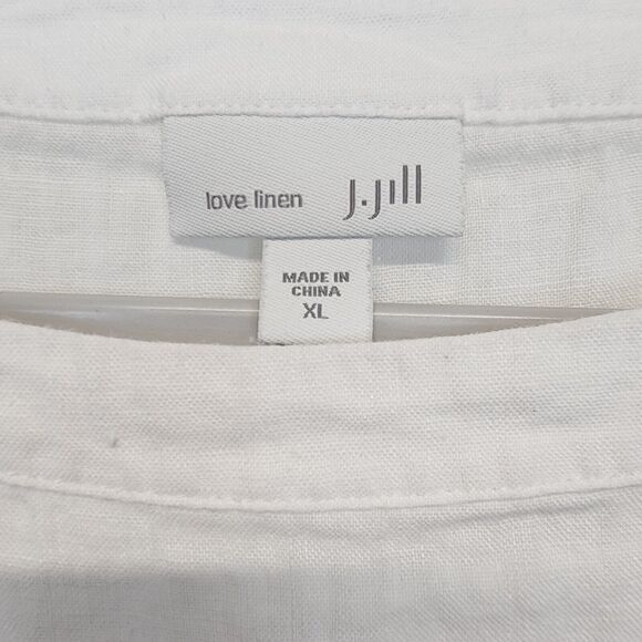 J.Jill Linen Colorblock Tunic Size XL Blue White 3/4 Sleeve Round Neck Coastal - Picture 13 of 16